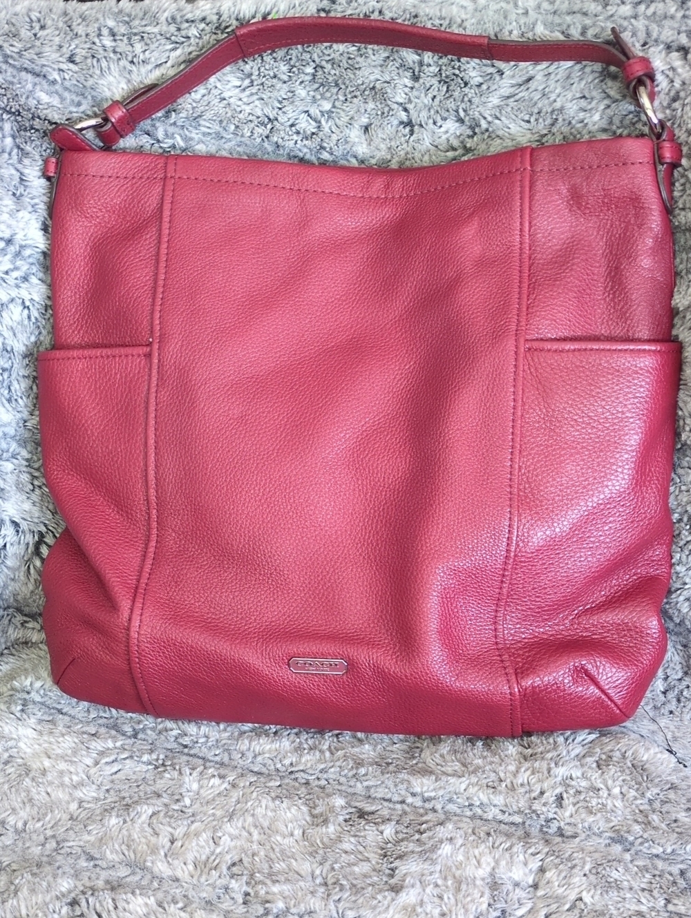 Coach Park Pebbled Leather Hobo Bag in Deep Red
